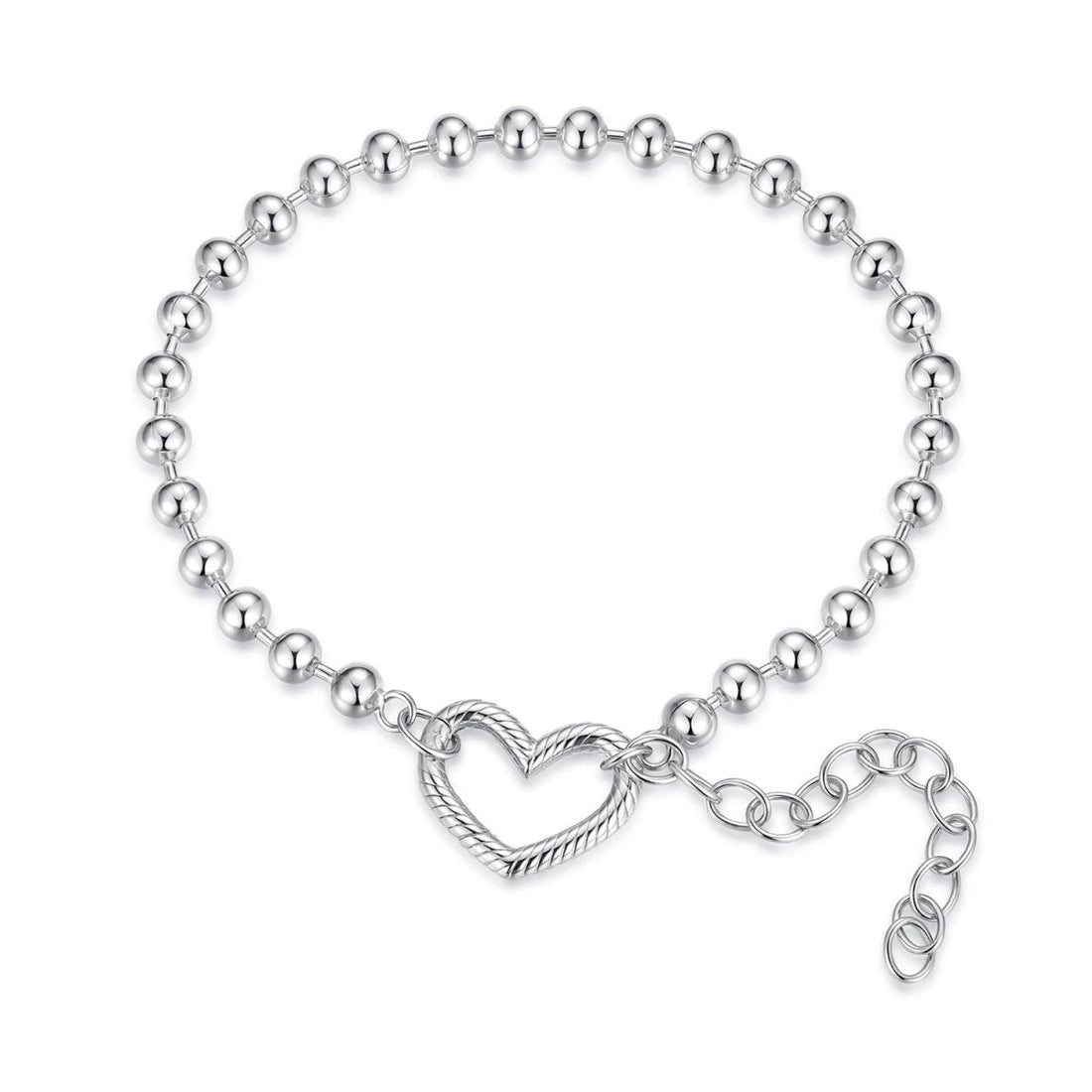Trivellolab Silver Heart Beaded Bracelet