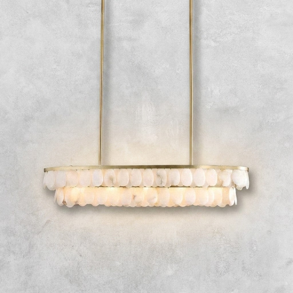 Solene Alabaster Linear Chandelier 45"