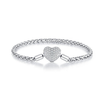Trivellolab Sparkling Heart Pavé Chain Bracelet