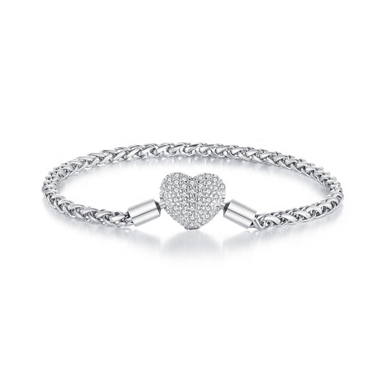 Trivellolab Sparkling Heart Pavé Chain Bracelet
