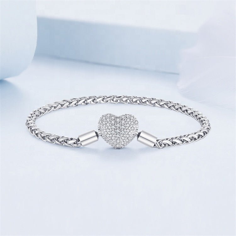 Trivellolab Sparkling Heart Pavé Chain Bracelet