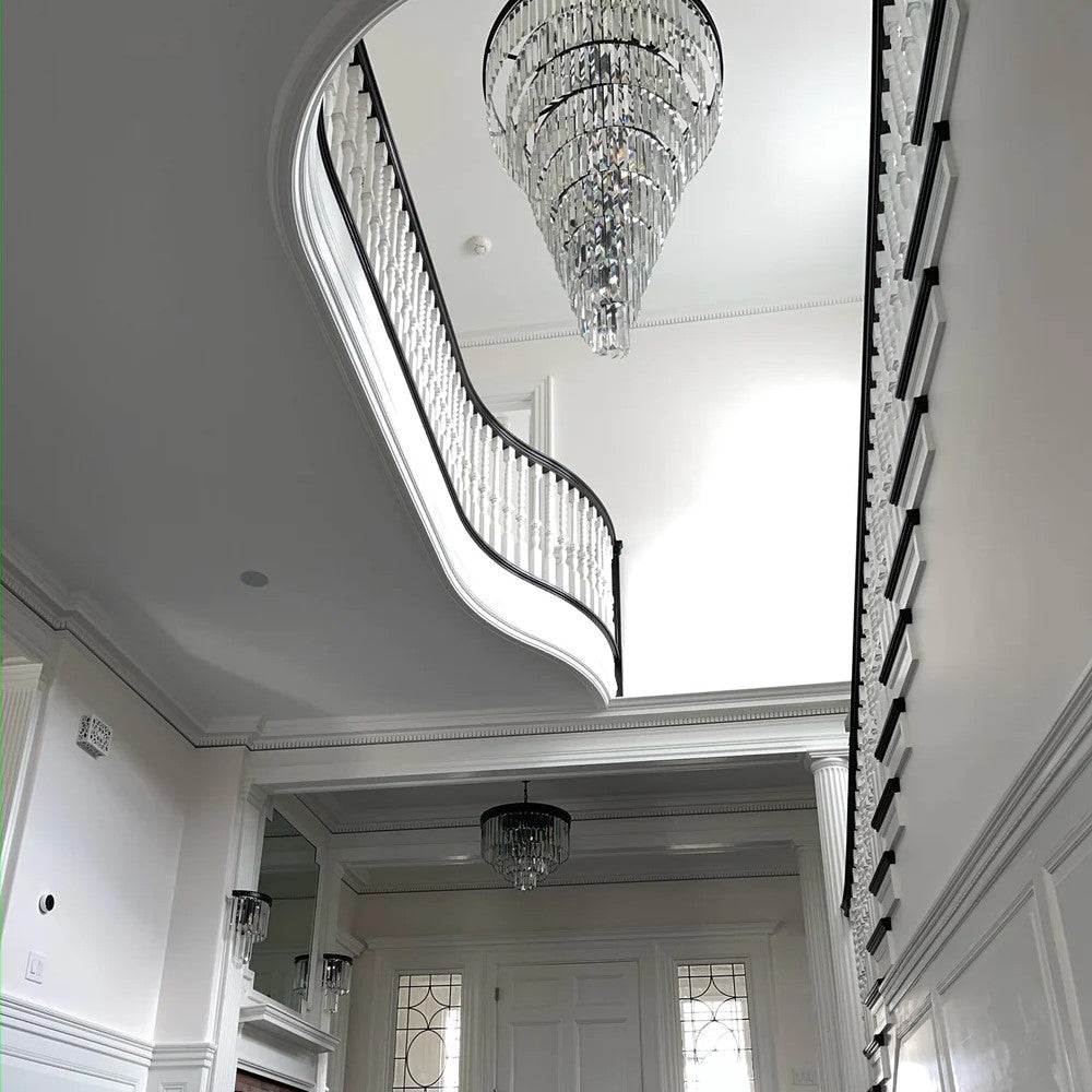 Spiral Tiered Crystal Chandelier in Black Finish - D19.7"*H25.6"Warm LightTrivellolab
