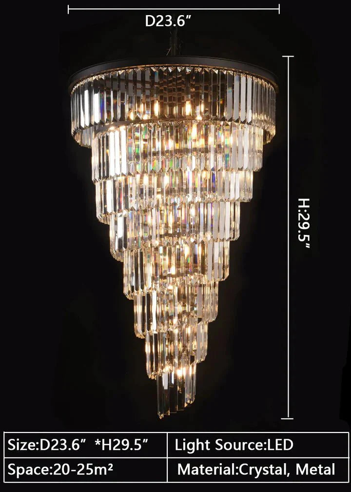 Spiral Tiered Crystal Chandelier in Black Finish - D19.7"*H25.6"Warm LightTrivellolab
