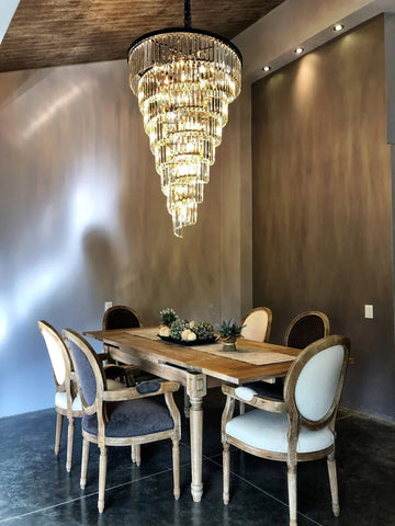 Spiral Tiered Crystal Chandelier in Black Finish - D19.7"*H25.6"Warm LightTrivellolab