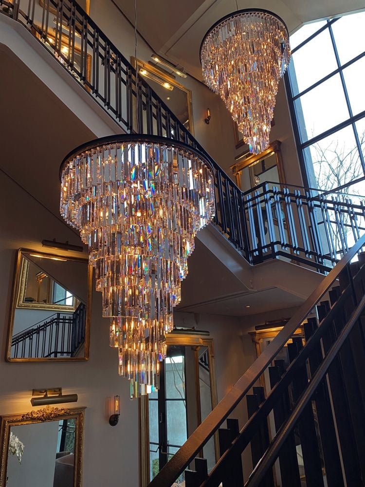 Spiral Tiered Crystal Chandelier in Black Finish - D19.7"*H25.6"Warm LightTrivellolab