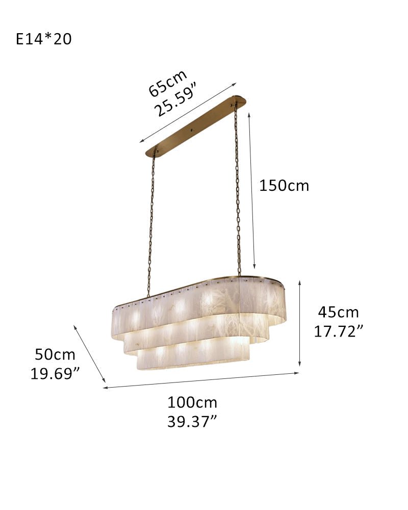 Stairwell Luxury Modern LED High Ceiling Large Alabaster Chandelier - 20 - light - L100*W50*H45CM/L39.37"*W19.69"*H17.72"Warm lightWhite + BrassTrivellolab