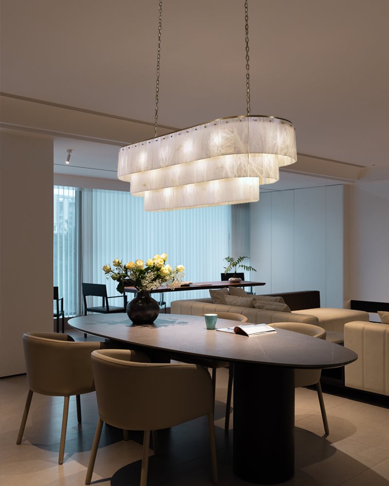 Stairwell Luxury Modern LED High Ceiling Large Alabaster Chandelier - 14 - light - L60*H45CM/L23.62"*H17.72"Warm lightWhite + BrassTrivellolab