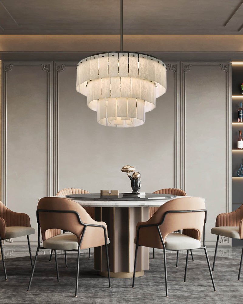 Stairwell Luxury Modern LED High Ceiling Large Alabaster Chandelier - 14 - light - L60*H45CM/L23.62"*H17.72"Warm lightWhite + BrassTrivellolab