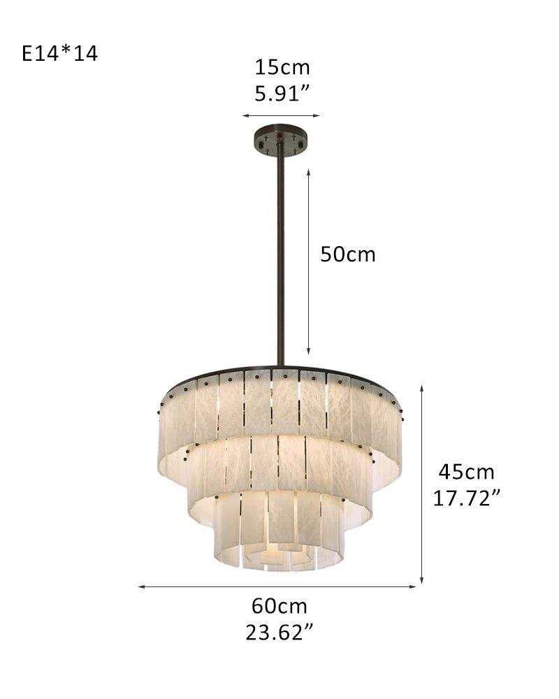 Stairwell Luxury Modern LED High Ceiling Large Alabaster Chandelier - 14 - light - L60*H45CM/L23.62"*H17.72"Warm lightWhite + BrassTrivellolab