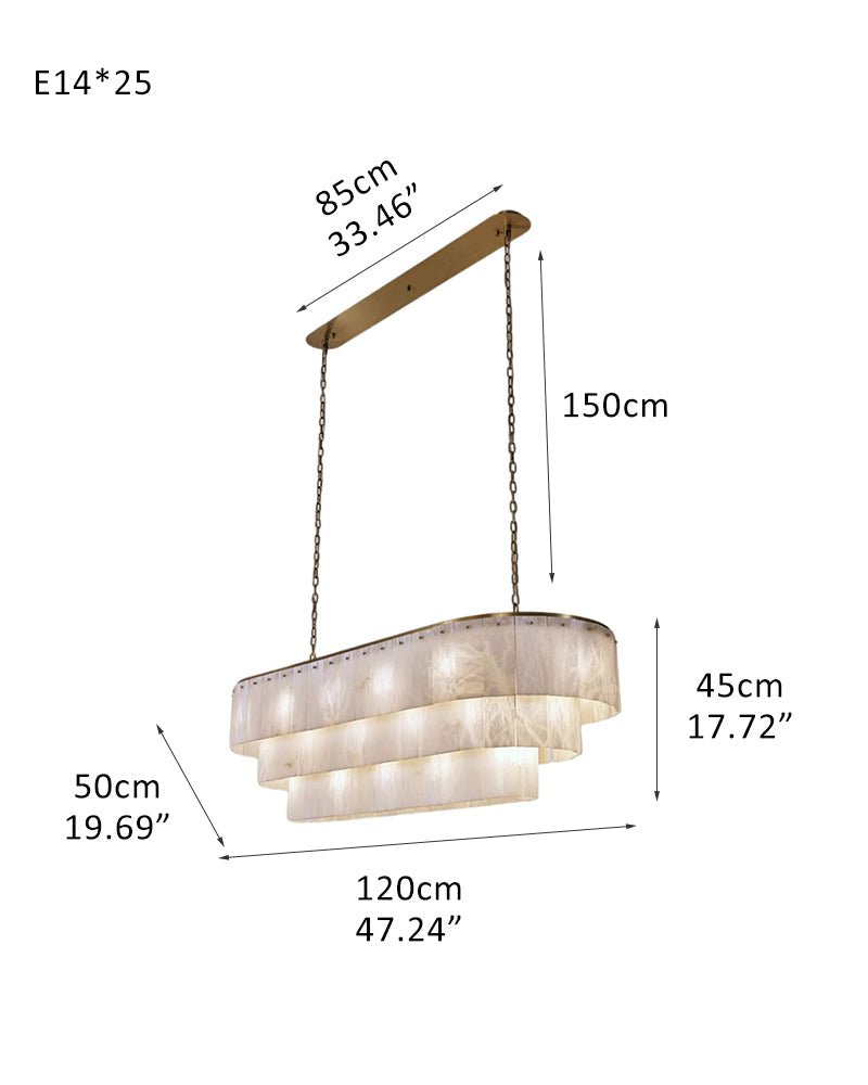 Stairwell Luxury Modern LED High Ceiling Large Alabaster Chandelier - 25 - light - L120*W50*H45CM/L47.24“*W19.69“*H17.72"Warm lightWhite + BrassTrivellolab