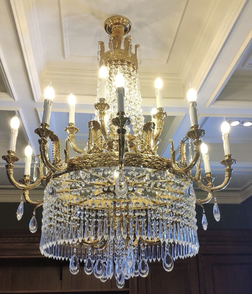 Stunning Oversized Luxury Golden Metal Candle Crystal Tassel Chandelier For High - ceiling Staircase/Entryway/Living/Meeting Room - 1 Layer: D 39.4"*H 39.4"Warm LightTrivellolab