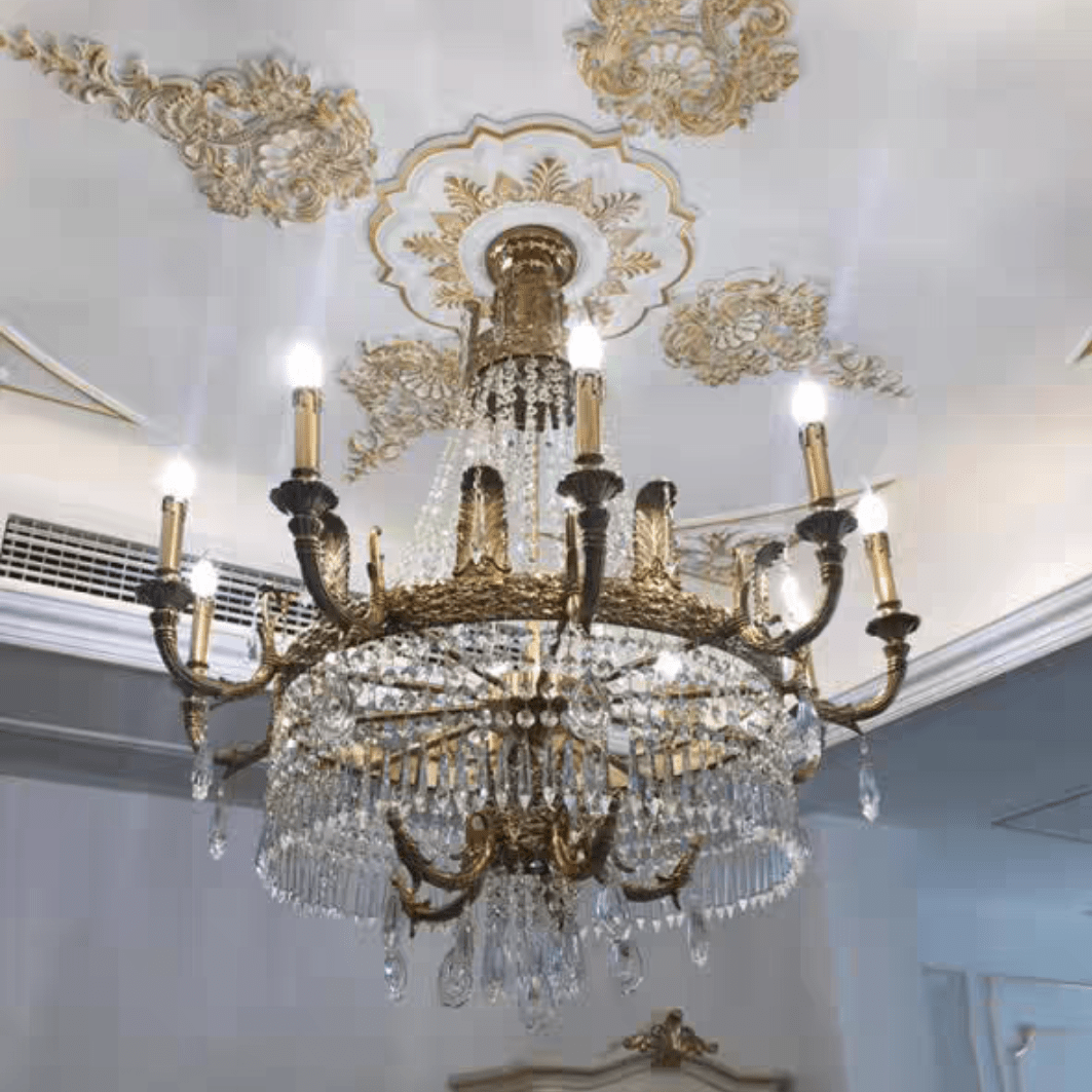 Stunning Oversized Luxury Golden Metal Candle Crystal Tassel Chandelier For High - ceiling Staircase/Entryway/Living/Meeting Room - 1 Layer: D 39.4"*H 39.4"Warm LightTrivellolab