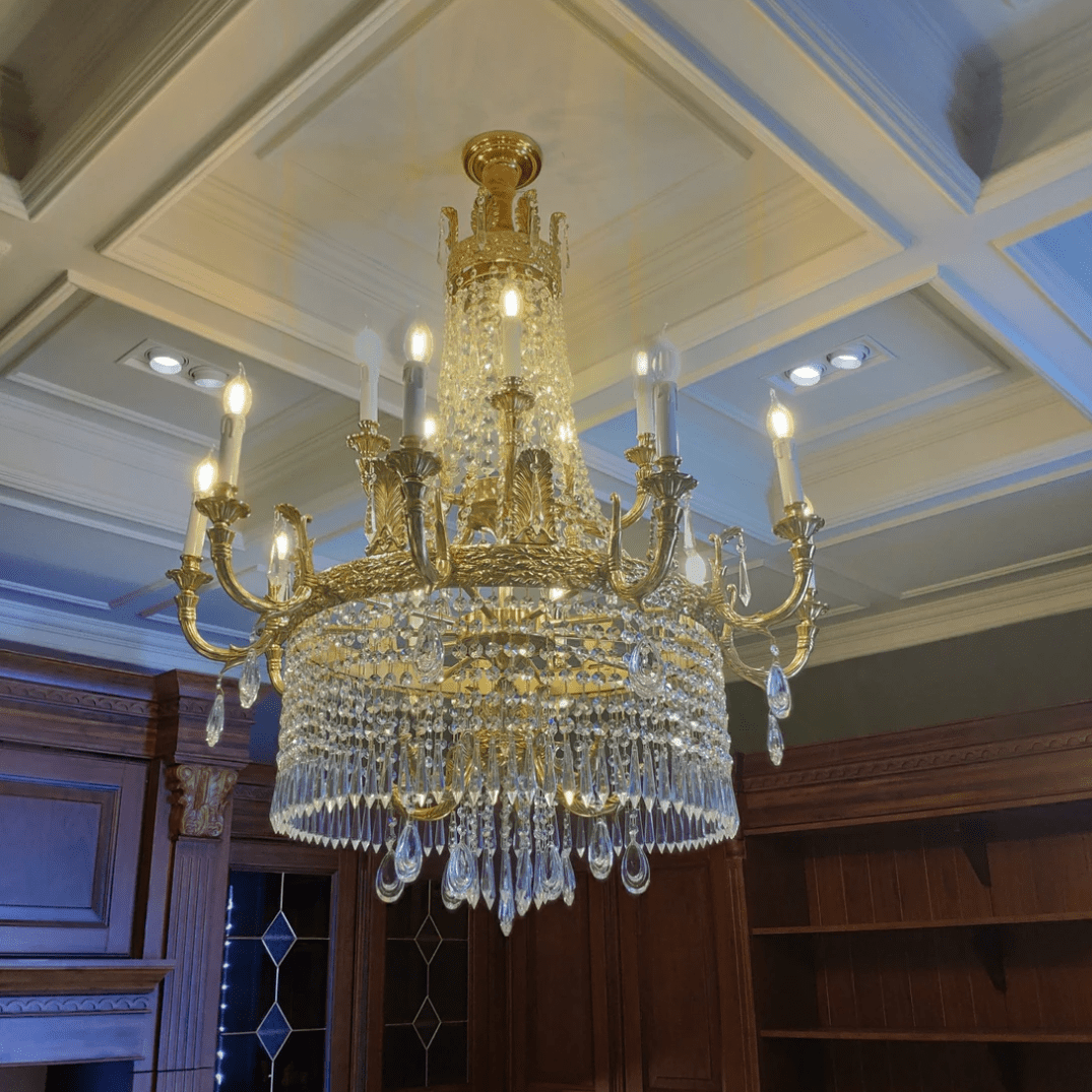 Stunning Oversized Luxury Golden Metal Candle Crystal Tassel Chandelier For High - ceiling Staircase/Entryway/Living/Meeting Room - 1 Layer: D 39.4"*H 39.4"Warm LightTrivellolab