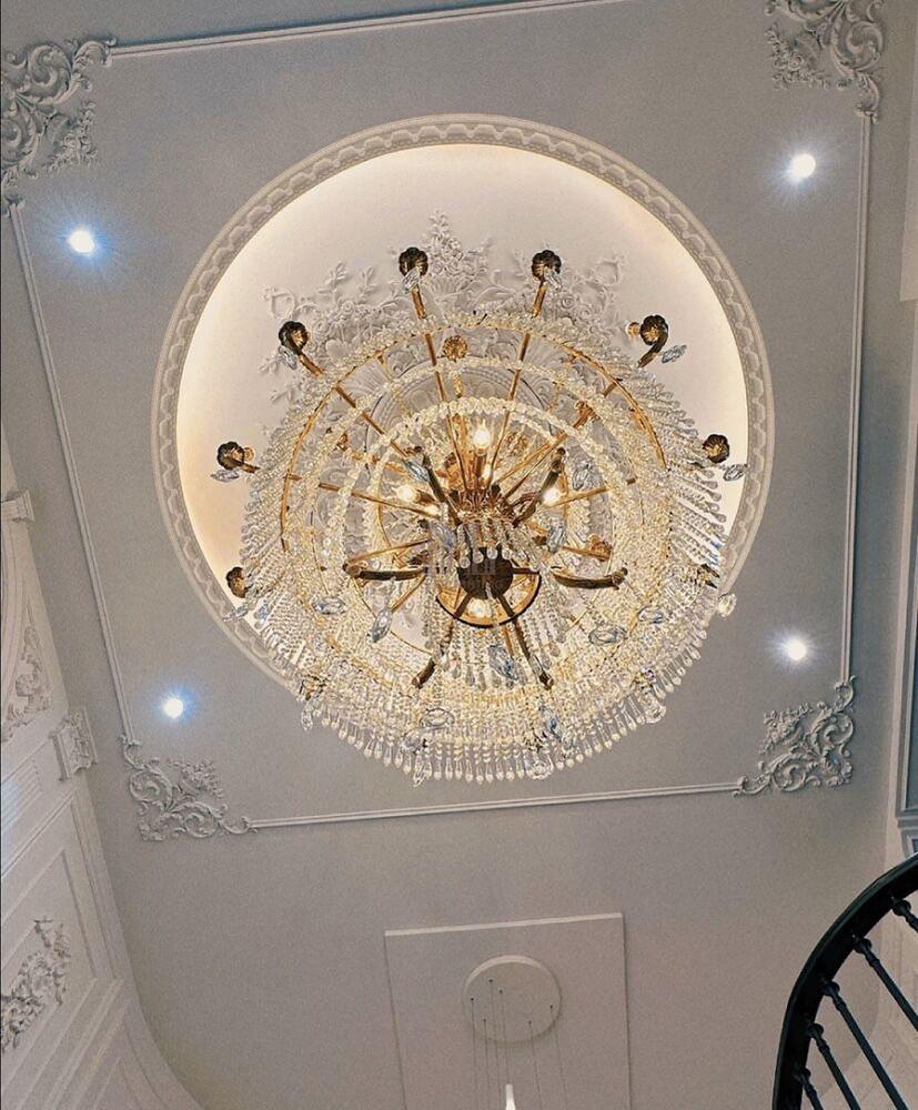 Stunning Oversized Luxury Golden Metal Candle Crystal Tassel Chandelier For High - ceiling Staircase/Entryway/Living/Meeting Room - 1 Layer: D 39.4"*H 39.4"Warm LightTrivellolab