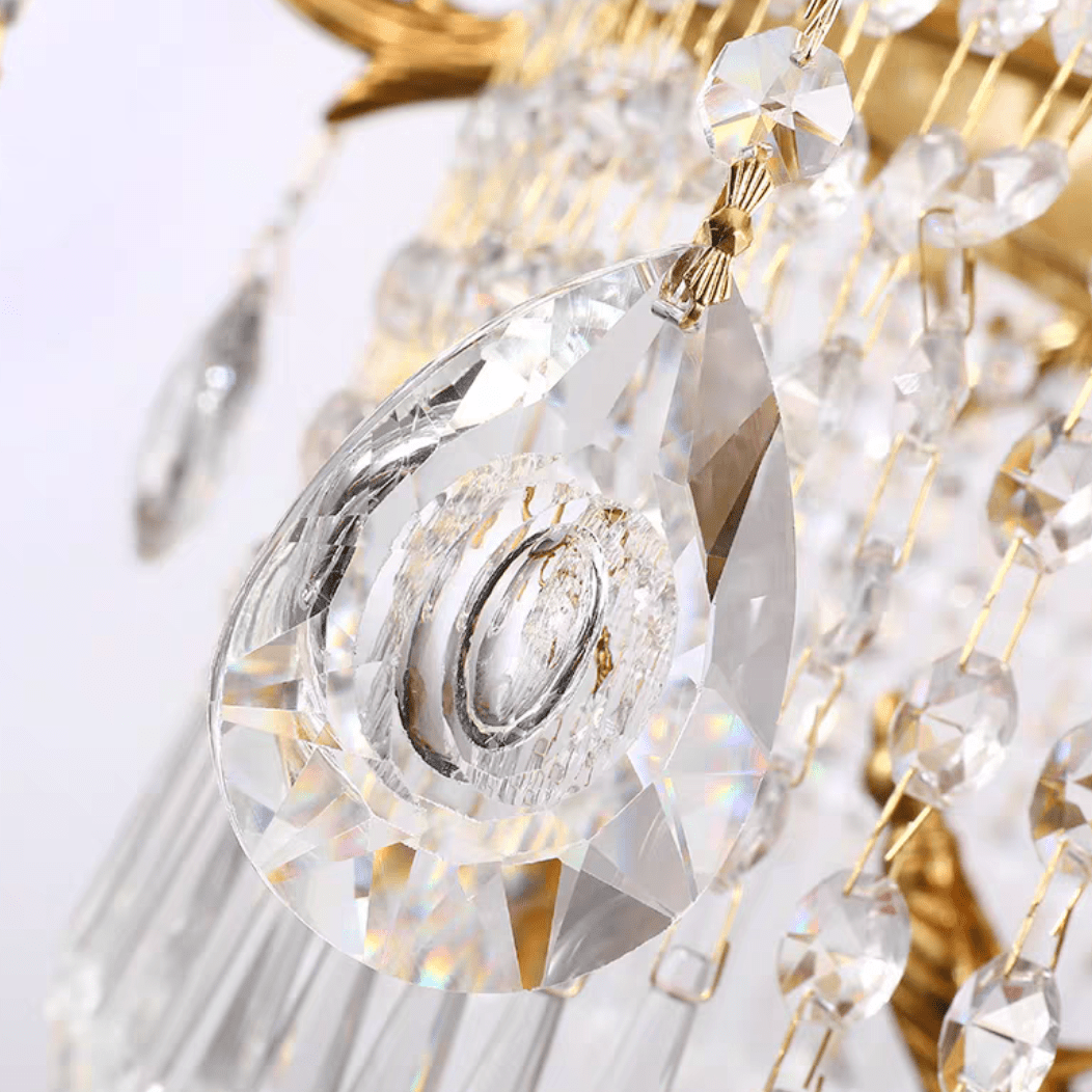 Stunning Oversized Luxury Golden Metal Candle Crystal Tassel Chandelier For High - ceiling Staircase/Entryway/Living/Meeting Room - 1 Layer: D 39.4"*H 39.4"Warm LightTrivellolab
