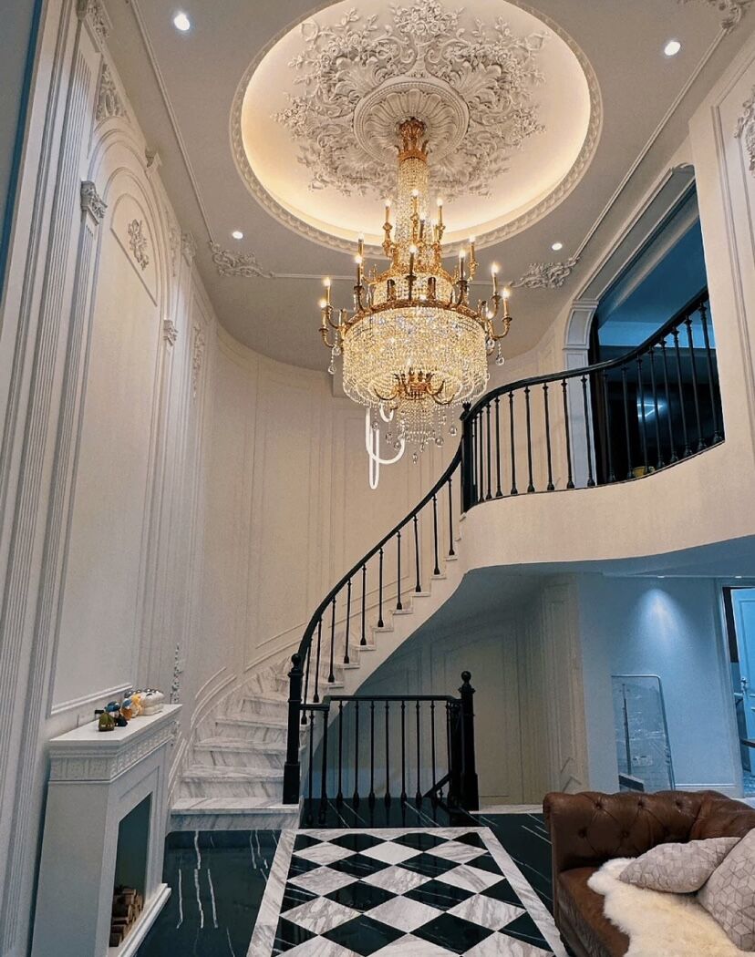 Stunning Oversized Luxury Golden Metal Candle Crystal Tassel Chandelier For High - ceiling Staircase/Entryway/Living/Meeting Room - 1 Layer: D 39.4"*H 39.4"Warm LightTrivellolab