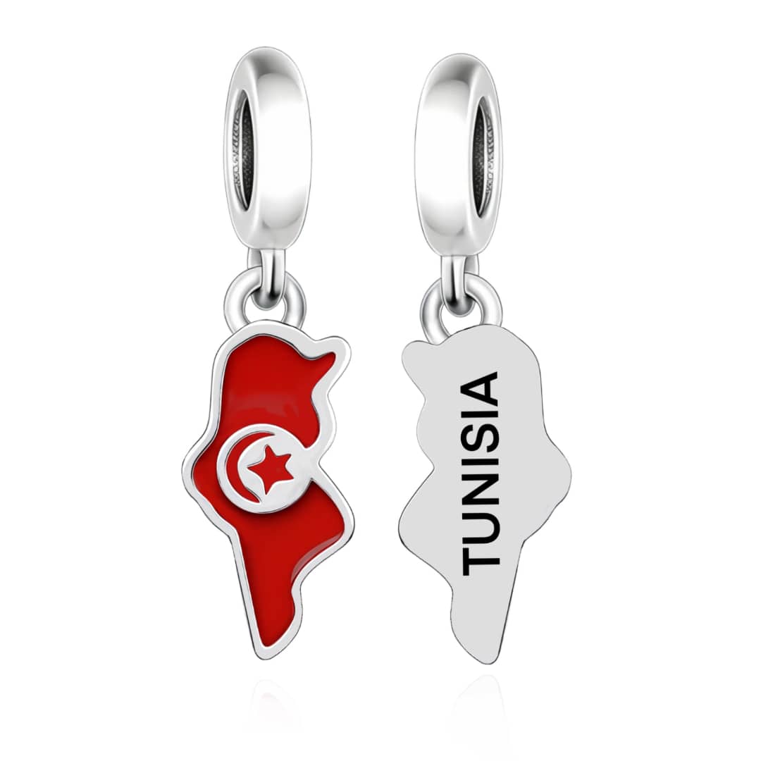 Trivellolab Tunisia Map Flag Dangle Charm