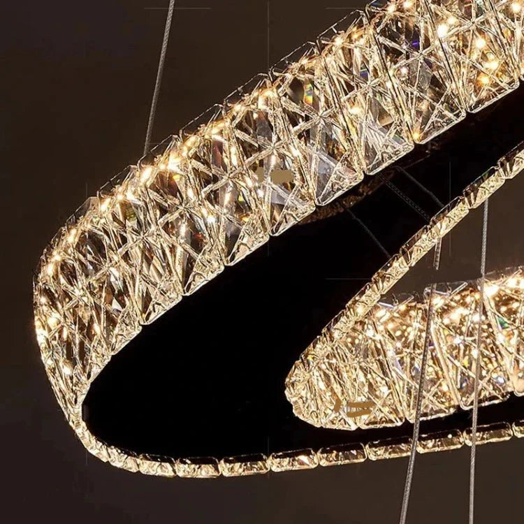 Twisted Ring Led Light Chandelier for High Ceiling - GoldWarm Light 3000KTrivellolab