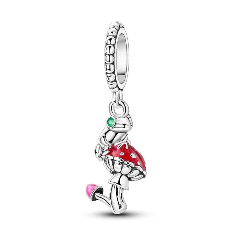 Trivellolab Whimsical Frog on Enchanted Mushroom Dangle Charm