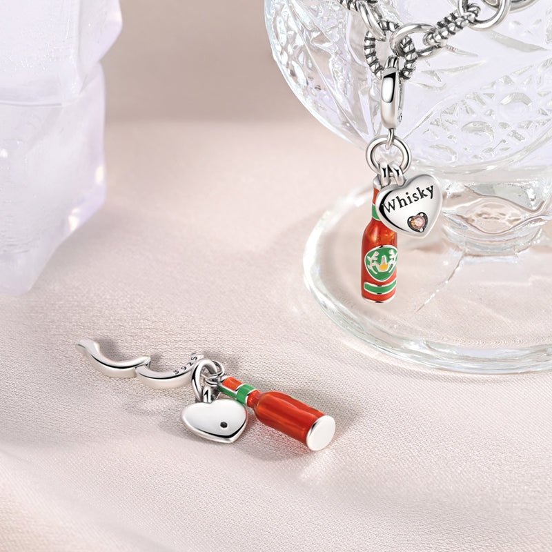 Trivellolab Whisky Bottle & Heart “Whisky Lover” Dangle Charm