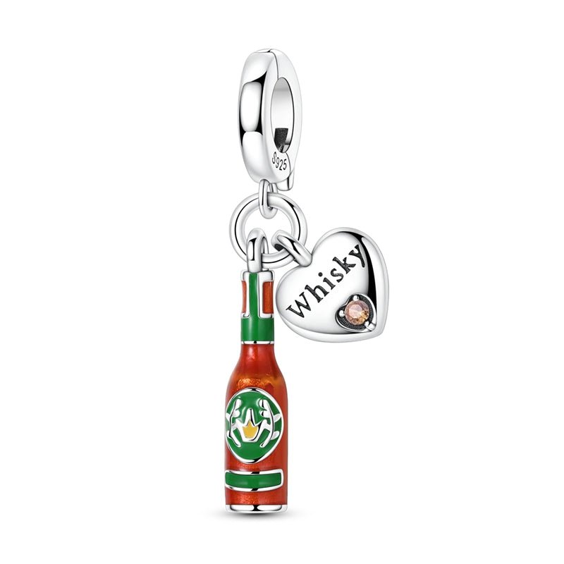 Trivellolab Whisky Bottle & Heart “Whisky Lover” Dangle Charm