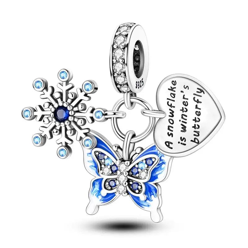 Trivellolab Winter Snowflake Butterfly Dangle Charm