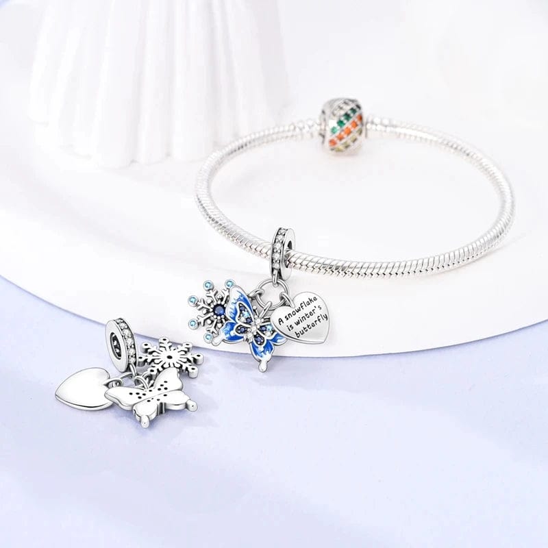 Trivellolab Winter Snowflake Butterfly Dangle Charm