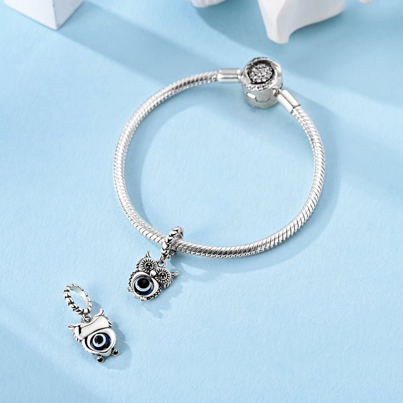 Trivellolab Wise Owl with Evil Eye Dangle Charm