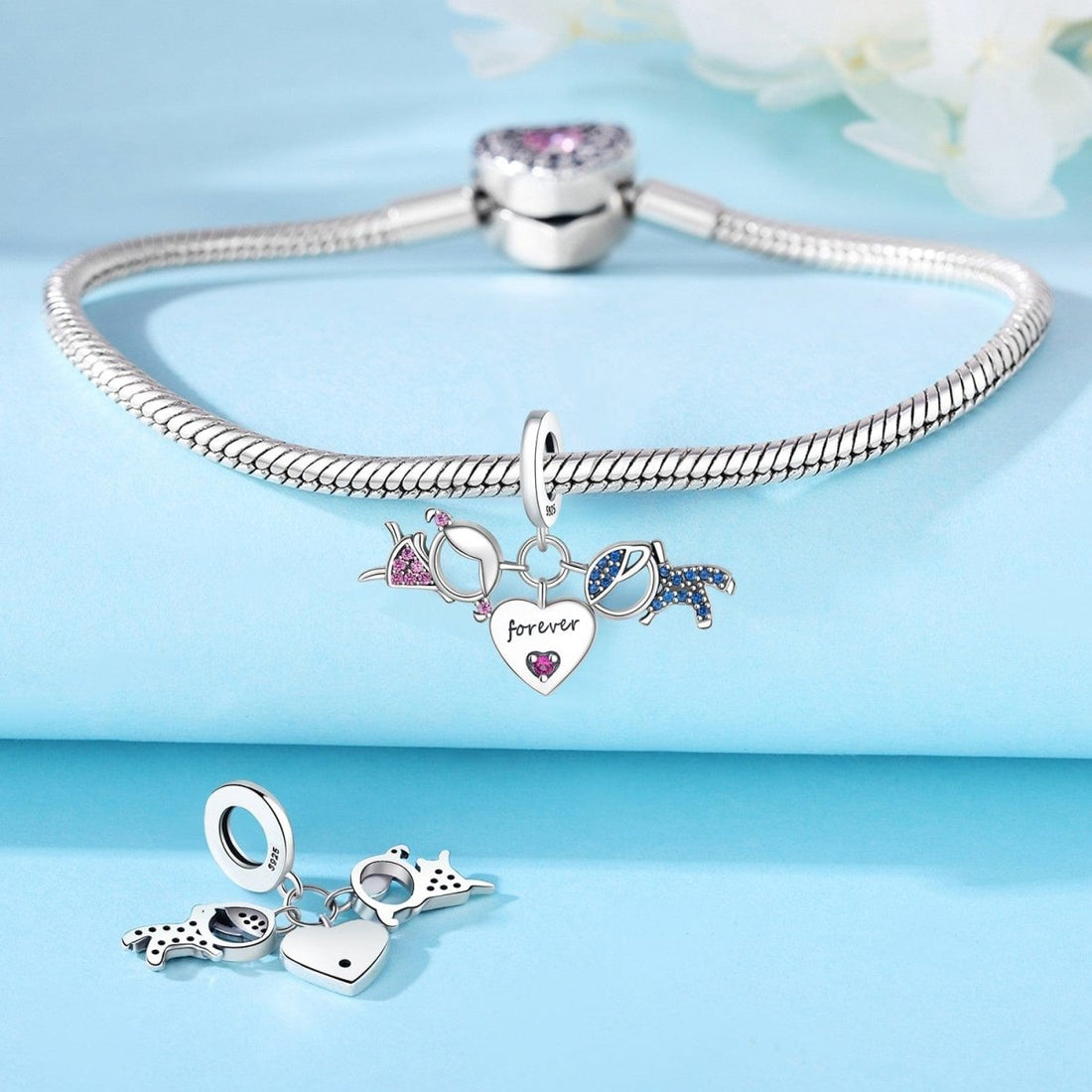 Trivellolab Women & Men Forever Heart Triple Dangle Charm