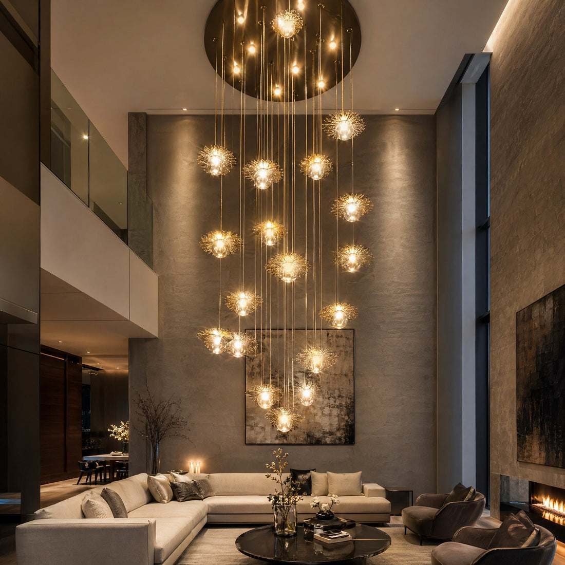 Glass Chandelier in gold