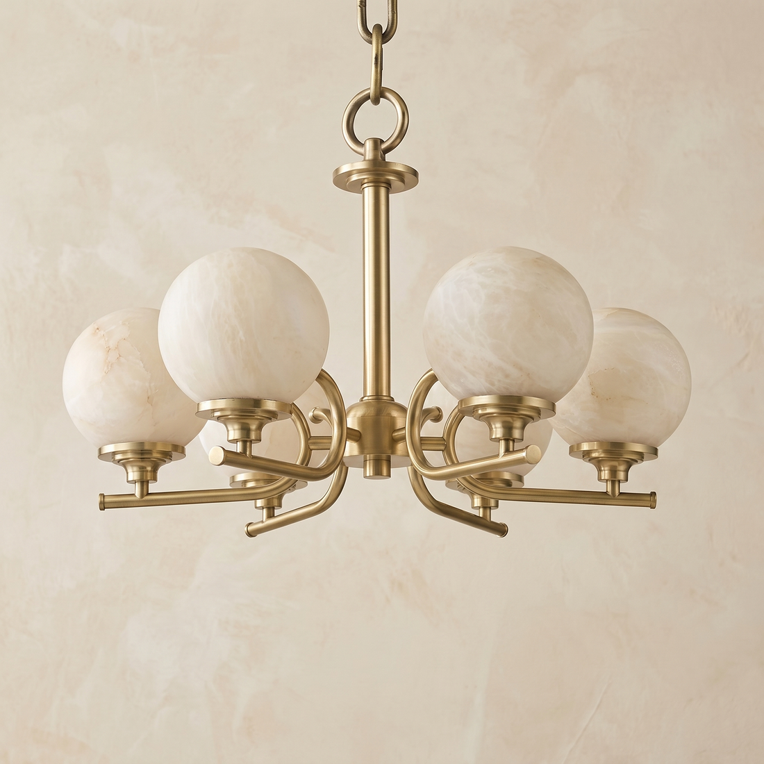 Brass 6-Arm Chandelier Alabaster — D570 — mra-brass-6-arm-chandelier-91064-d570-product