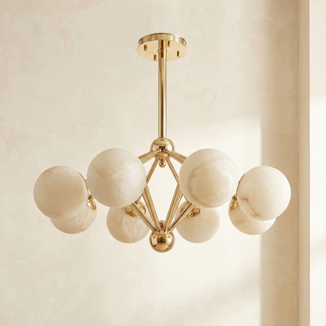 Brass 8-orb Alabaster Pendant Light — D820 — mra-brass-8-orb-70050-d820-product