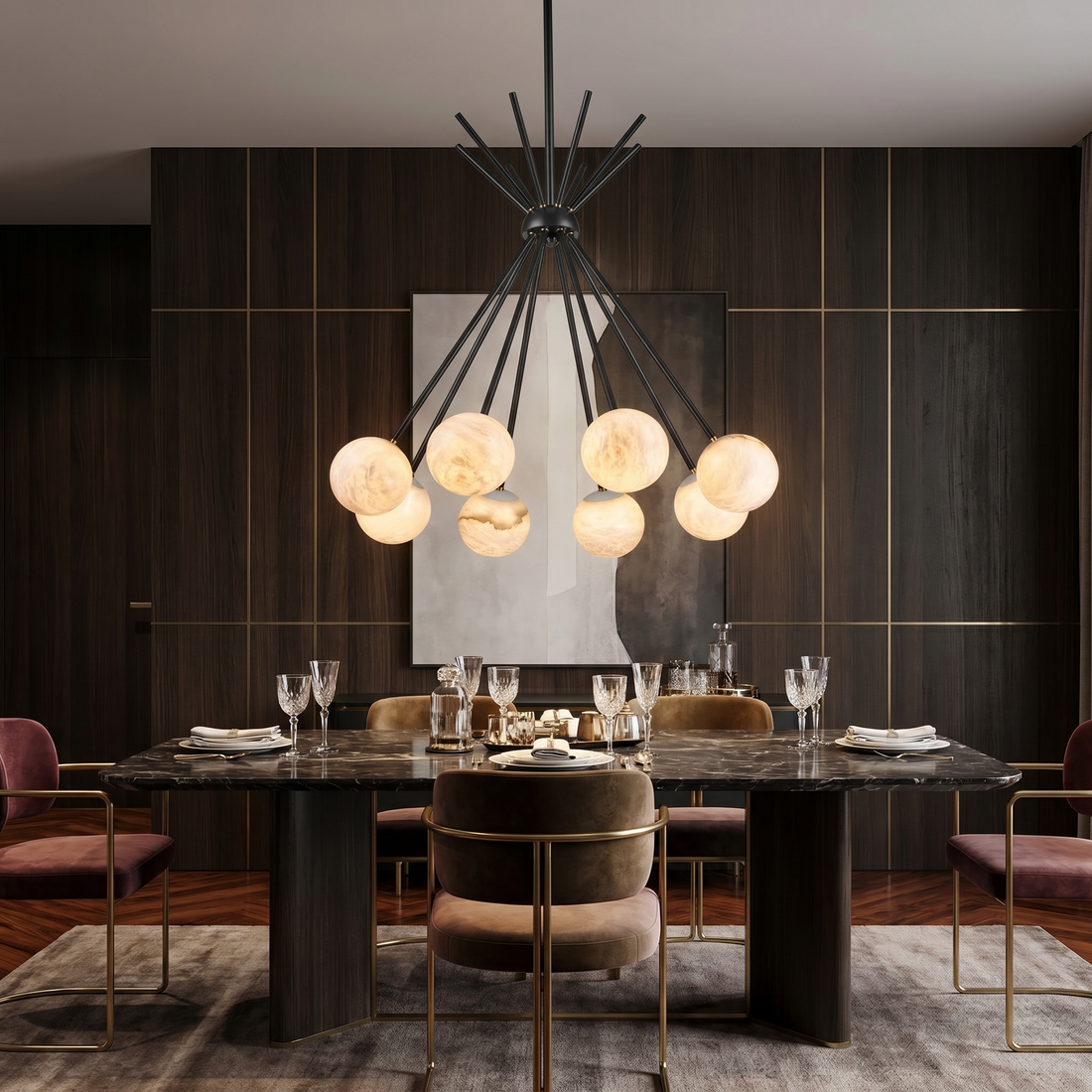 Starburst Alabaster Pendant Light — D880 — mra-starburst-91023-d880-dark
