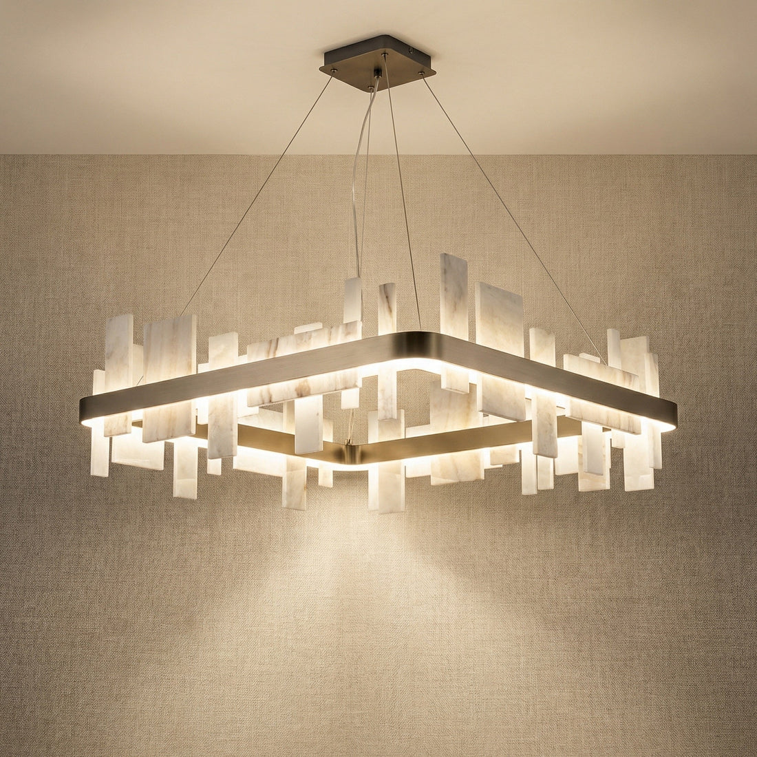Trivellolab Series Natural Stone Pendant Light 31" - 31" Linear (L800mm)