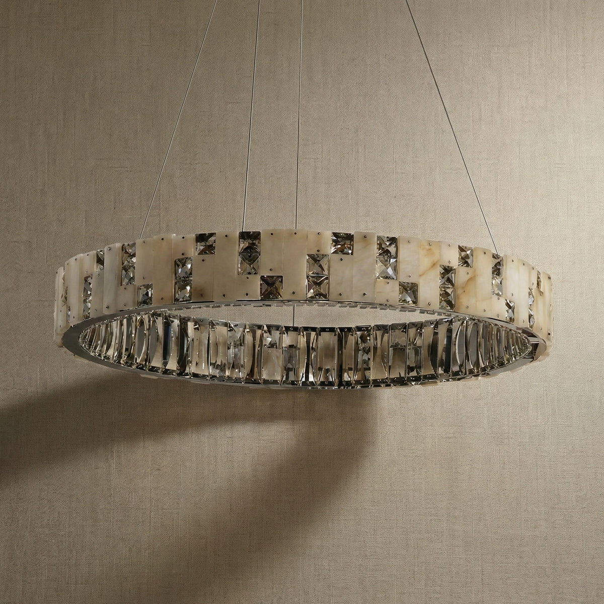 Trivellolab Series Oval Crystal Pendant Light 52" - dark